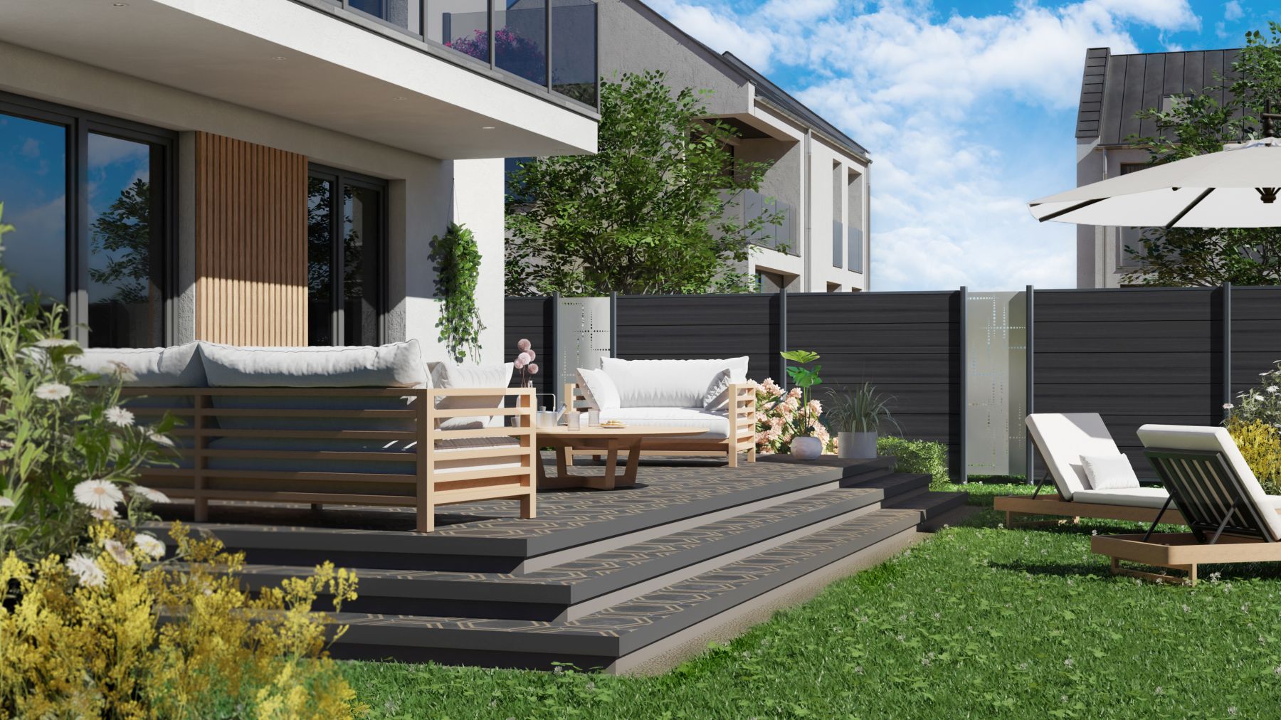 Sichtschutz System WPC Platinum XL