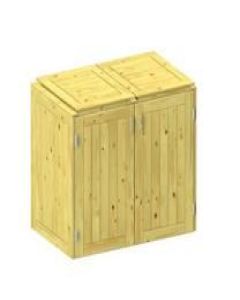 Binto Mülltonnenbox Nadelholz Kiefer/Fichte 2er-Box mit Klappdeckeln (5106)