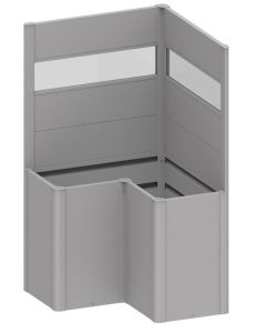 Sichtschutz silber-metallic mit Lichtpaneel für L-Form Belvedere 100