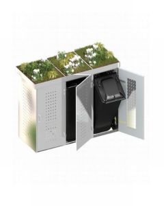 Binto Mülltonnenbox Edelstahl 3er-Box mit Pflanzschalen (5118)