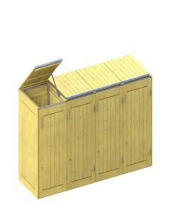 Binto Mülltonnenbox Nadelholz Kiefer/Fichte 4er-Box mit Klappdeckeln (5123)
