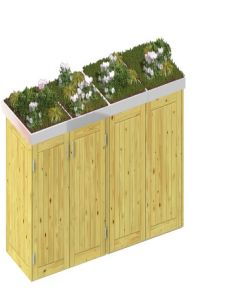 Binto Mülltonnenbox Nadelholz Kiefer/Fichte 4er-Box mit Pflanzenschale (5120)
