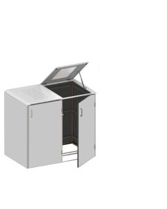 Binto Mülltonnenbox HPL grau Var. 2er Edelstahl Klappdeckel 5147