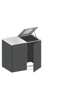 Binto Mülltonnenbox HPL schiefer Var. 2er Edelstahl Klappdeckel 5155