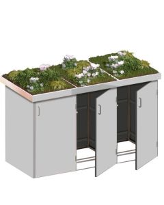 Binto Mülltonnenbox HPL grau Var. 3er Pflanzschale 5144