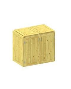Binto Mülltonnenbox Nadelholz Kiefer/Fichte 2er-Box mit Klappdeckeln (5106)