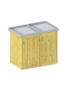 Binto Mülltonnenbox Nadelholz 2er-Box mit Pflanzenschale (5107)