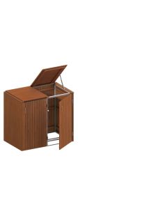 Binto Mülltonnenbox Premium Hartholz Bangkirai 2er Box mit Deckel (5112)
