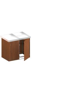 Binto Mülltonnenbox Premium Hartholz Bangkirai 2er-Box mit Pflanzschalen (5113)