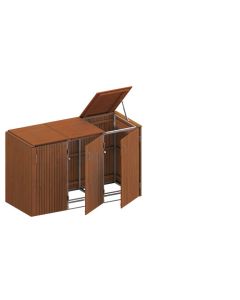 Binto Mülltonnenbox Premium Hartholz 3er-Box mit Deckel (5114)