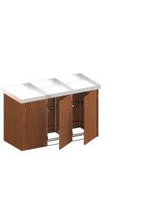 Binto Mülltonnenbox Premium Hartholz 3er-Box mit Pflanzschalen (5115)