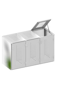 Binto Mülltonnenbox Edelstahl 3er-Box mit Klappdeckeln (5139)
