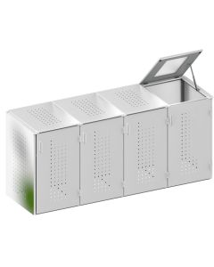 Binto Mülltonnenbox Edelstahl 4er-Box mit Klappdeckeln (5140)